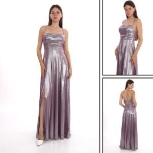 Parlak Yırtmaçlı Abiye – Degaje Askılı - Görsel 4