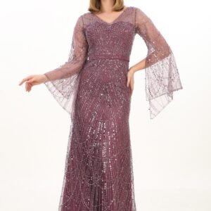 Boncuklu Salaş Kollu Abiye – V Yaka - Görsel 3