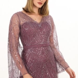 Boncuklu Salaş Kollu Abiye – V Yaka - Görsel 4