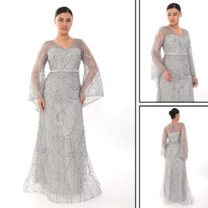 Boncuklu Salaş Kollu Abiye – V Yaka - Görsel 6