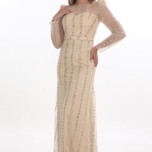 Boncuklu Balık Abiye – Uzun Kollu (Kayık Yaka) - Görsel 1