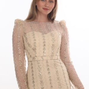 Boncuklu Balık Abiye – Uzun Kollu (Kayık Yaka) - Görsel 3