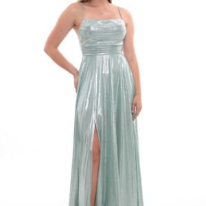 Parlak Yırtmaçlı Abiye – Degaje Askılı - Görsel 1