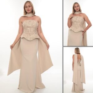 Straplez Balık Abiye – Sırt Bağcıklı - Görsel 4