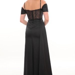 Aller Detaylı Degaje Yaka Abiye – Drapeli Kol - Görsel 3