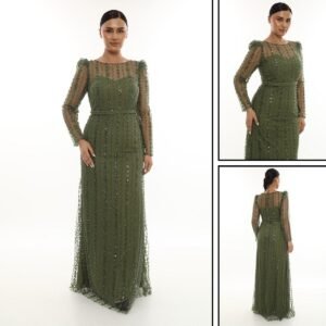 Boncuklu Balık Abiye – Uzun Kollu (Kayık Yaka) - Görsel 7