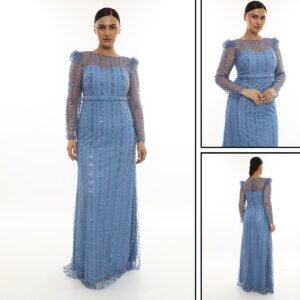 Boncuklu Balık Abiye – Uzun Kollu (Kayık Yaka) - Görsel 8