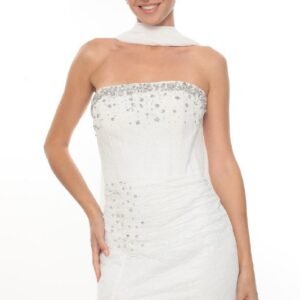 Boncuk Detaylı Şifon Abiye – Straplez - Görsel 1