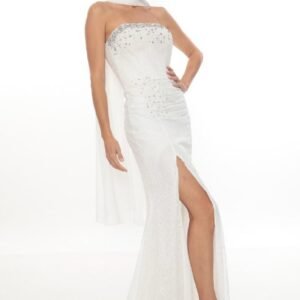 Boncuk Detaylı Şifon Abiye – Straplez - Görsel 2